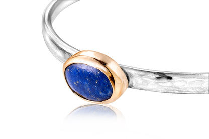 Gold and Silver Lapis Bangle