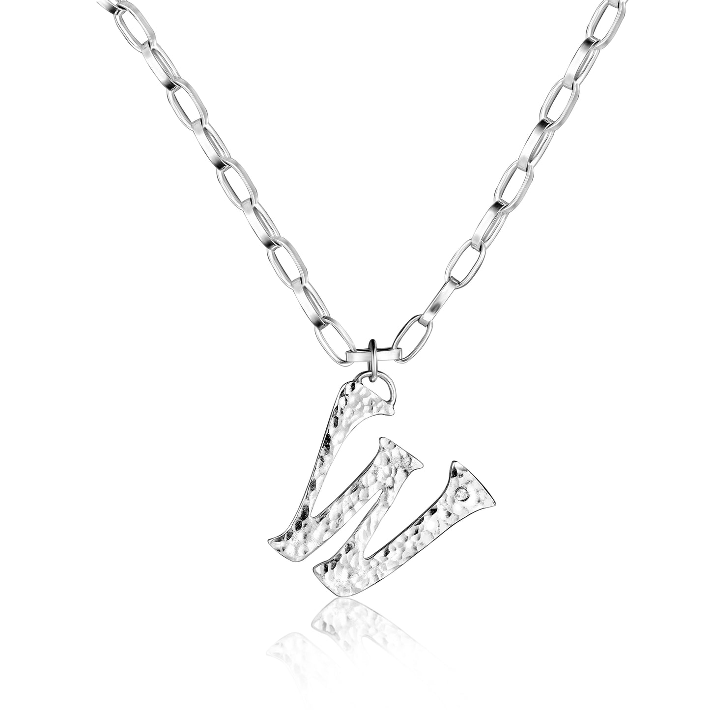 Diamond and Silver Letter Pendant