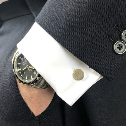 Flat Silver Button Cufflinks