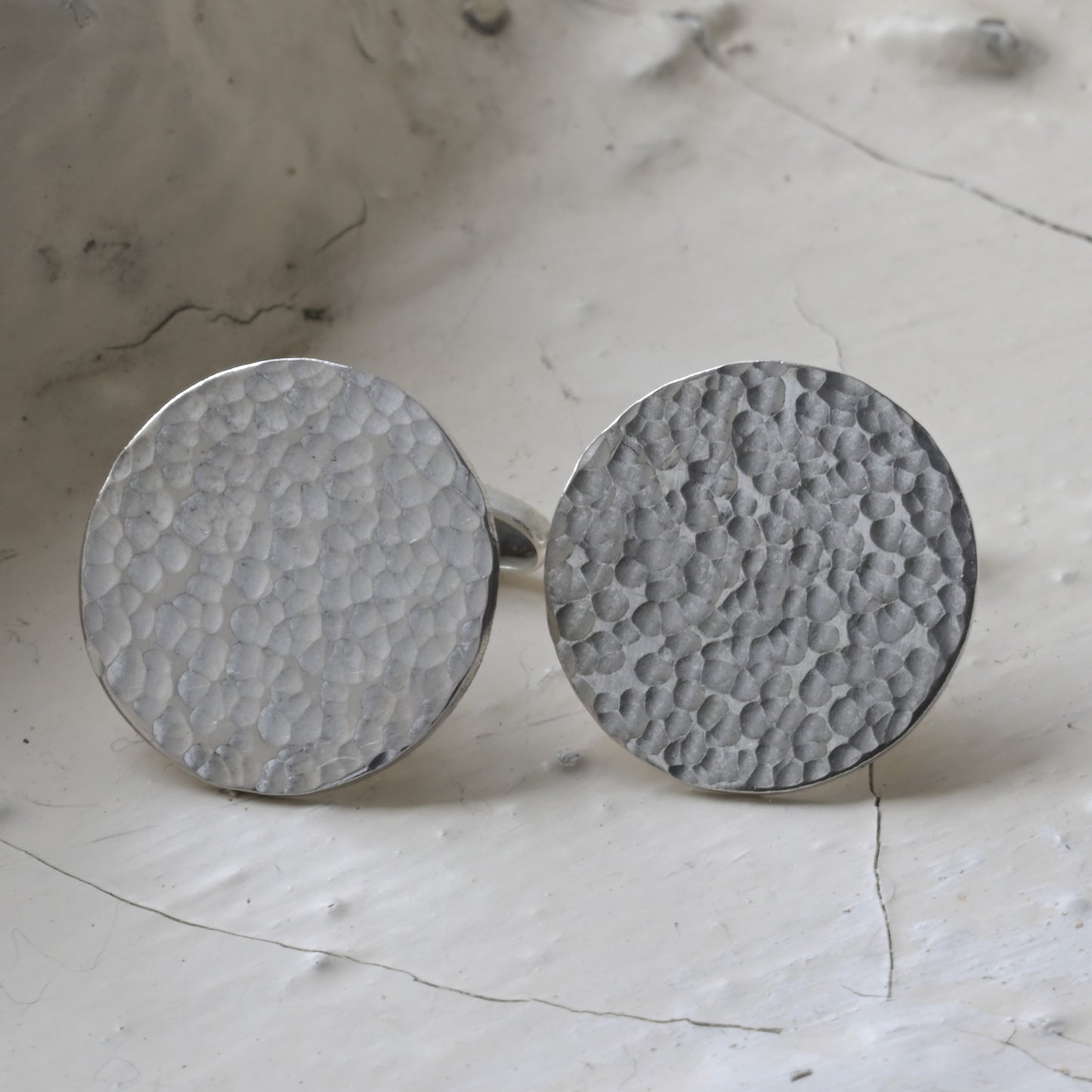 Flat Silver Button Cufflinks