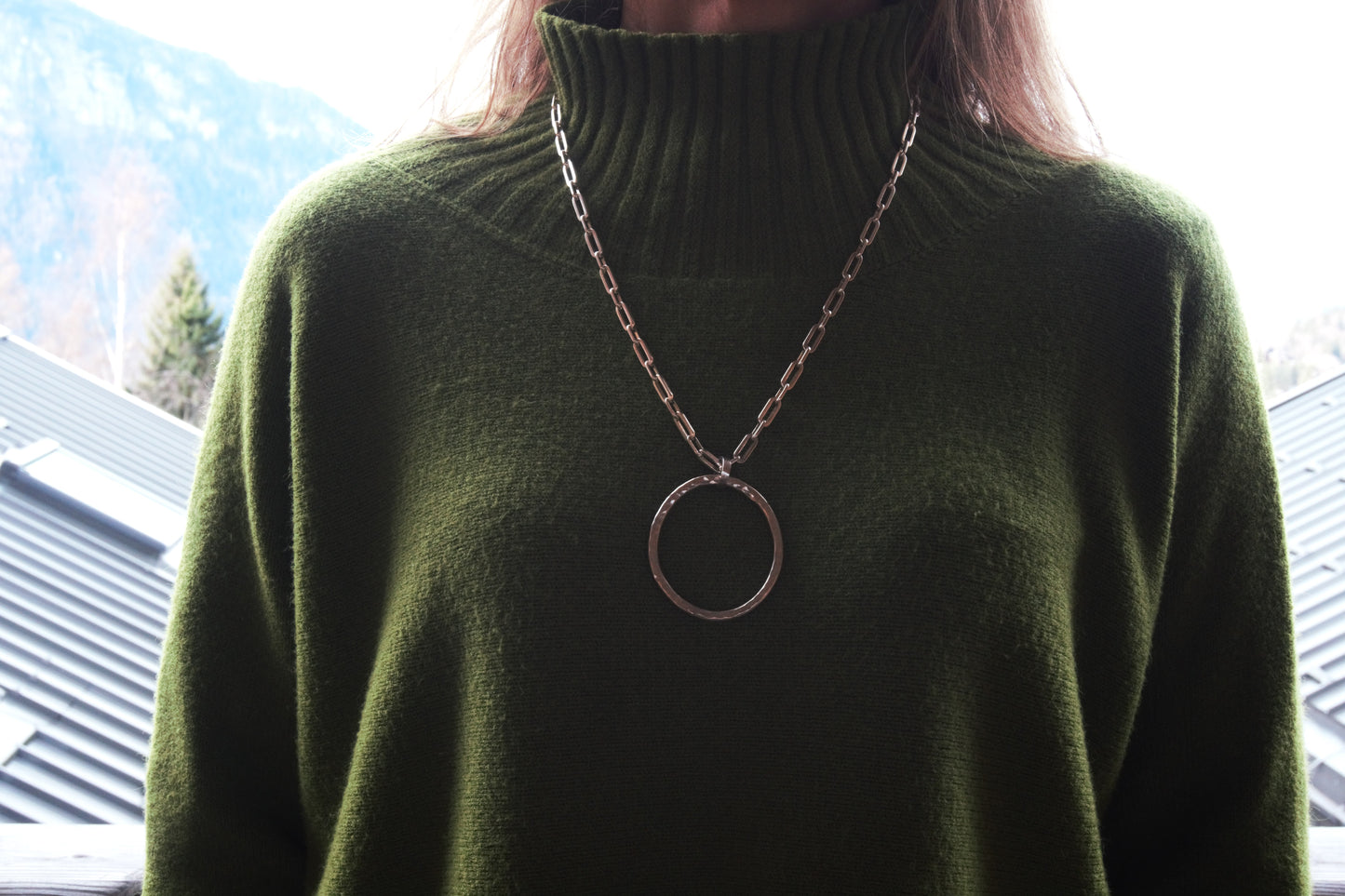 Oval and Rectangle Statement Necklace