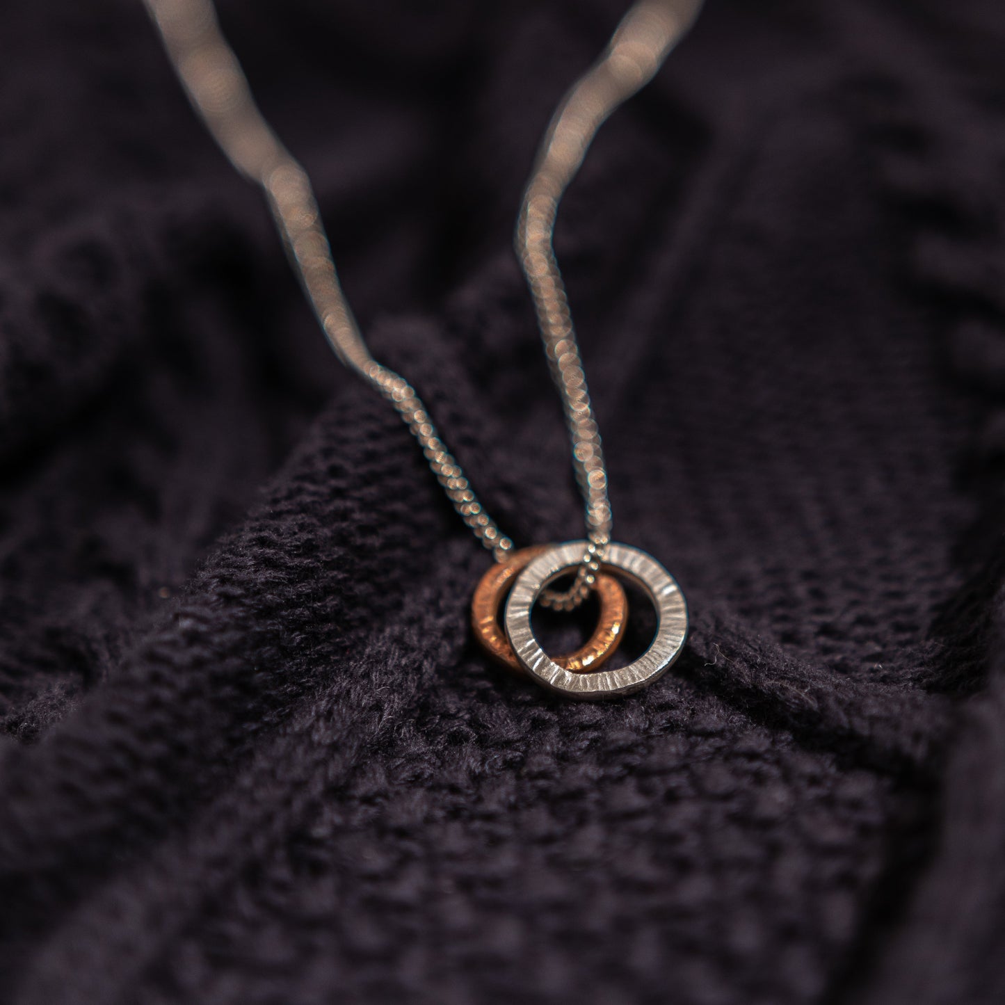 Copper and Silver Circle Necklace