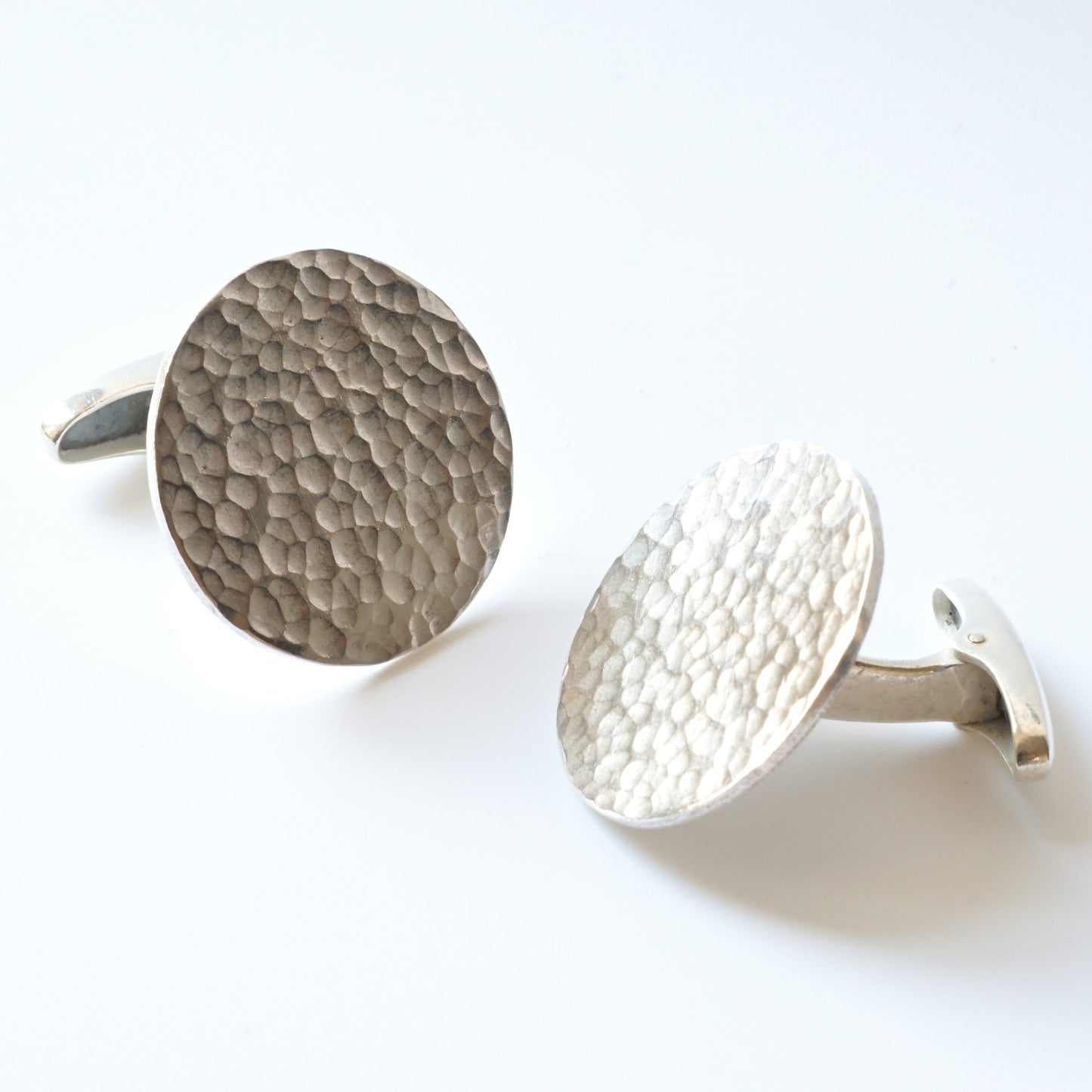 Flat Silver Button Cufflinks