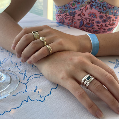 Silver Blue Topaz Stack Ring