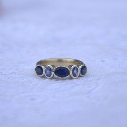 Light & Dark Blue Sapphire Engagement Band