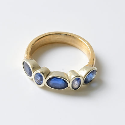 Light & Dark Blue Sapphire Engagement Band