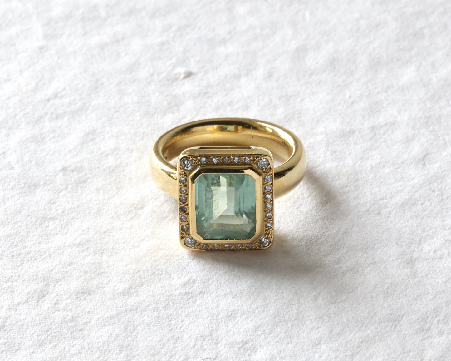 Tourmaline and Diamond Engagement Ring