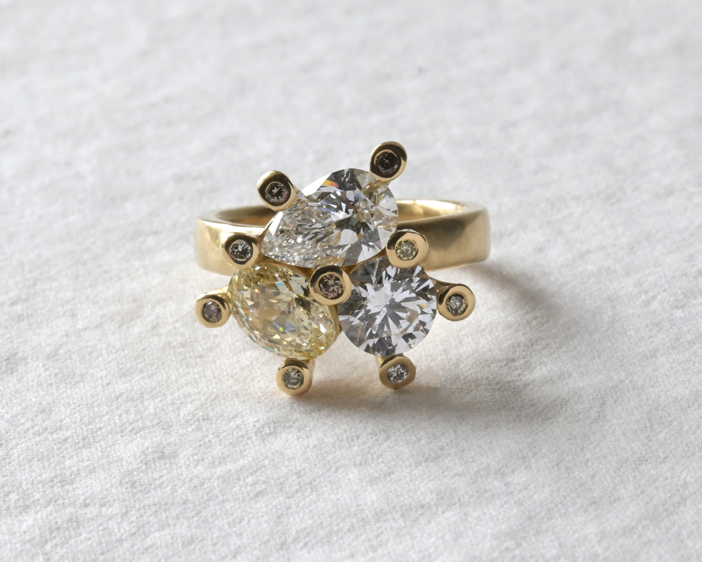Triple Diamond Engagement Ring
