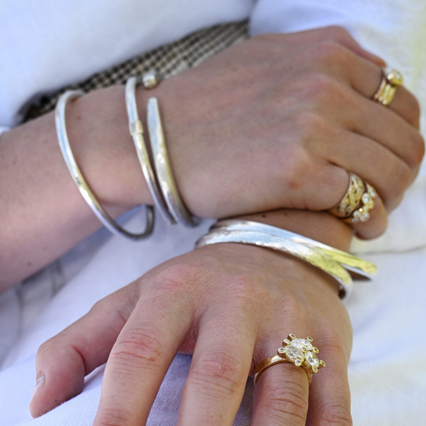 Gold & Silver Patterned Bangle