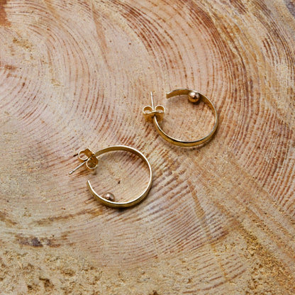 Molten Gold Ball Hoop Earrings