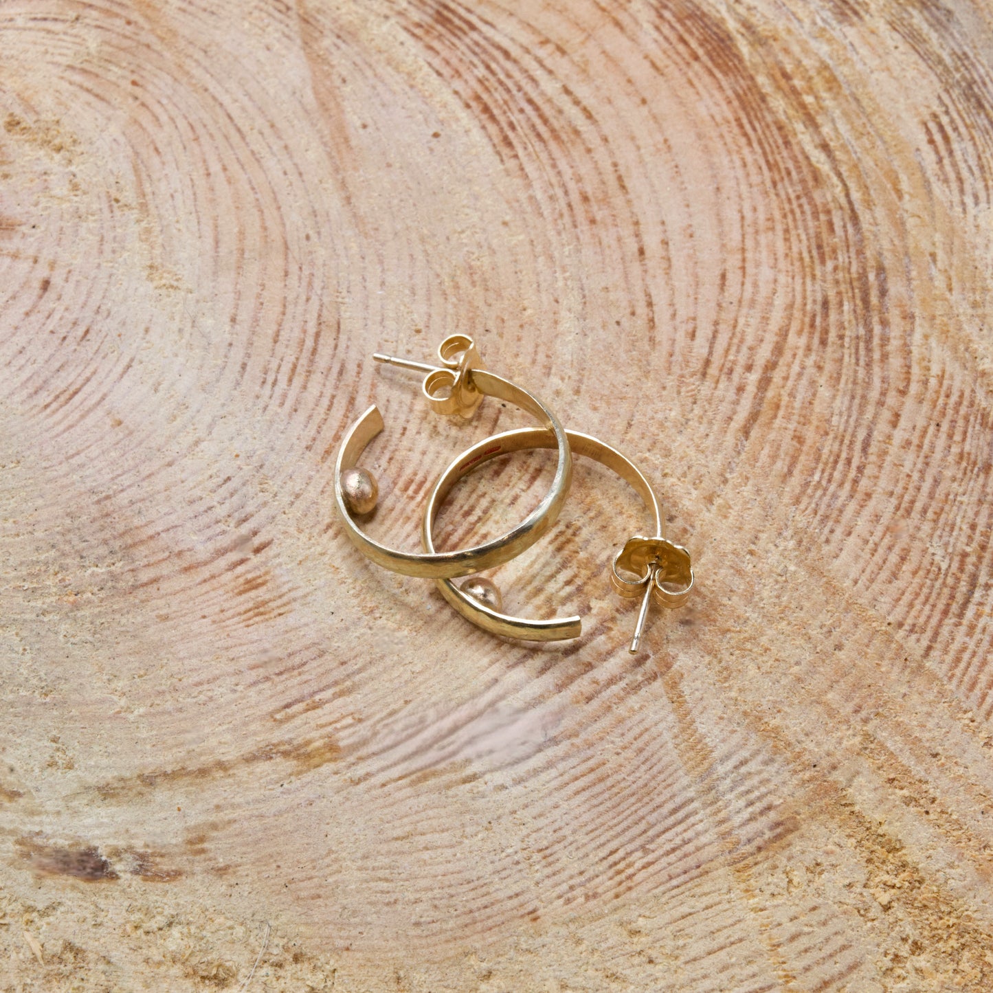 Molten Gold Ball Hoop Earrings