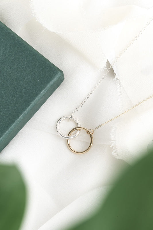 Gold and Silver Interlocking Infinity Necklace