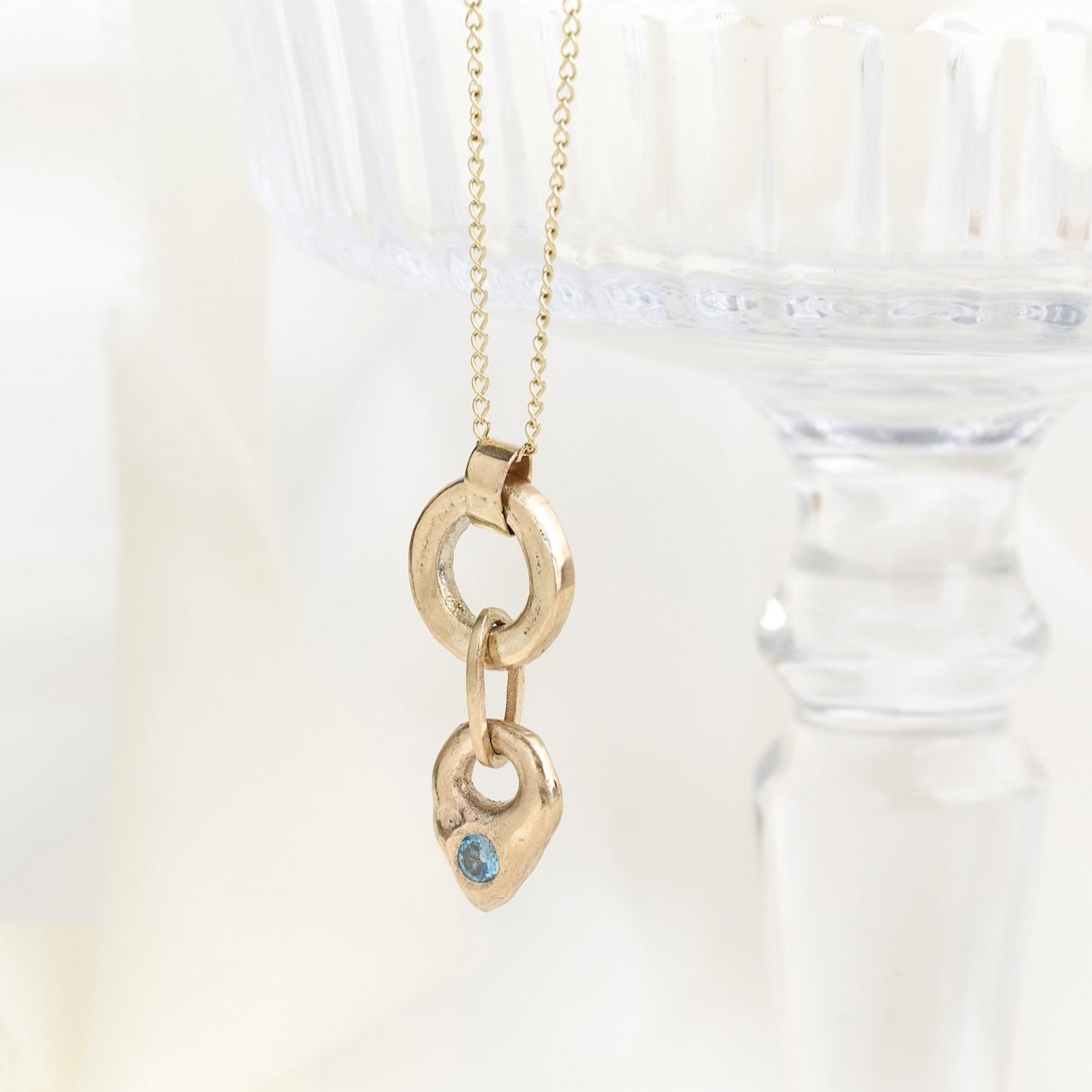 Gold Aquamarine Drop Necklace