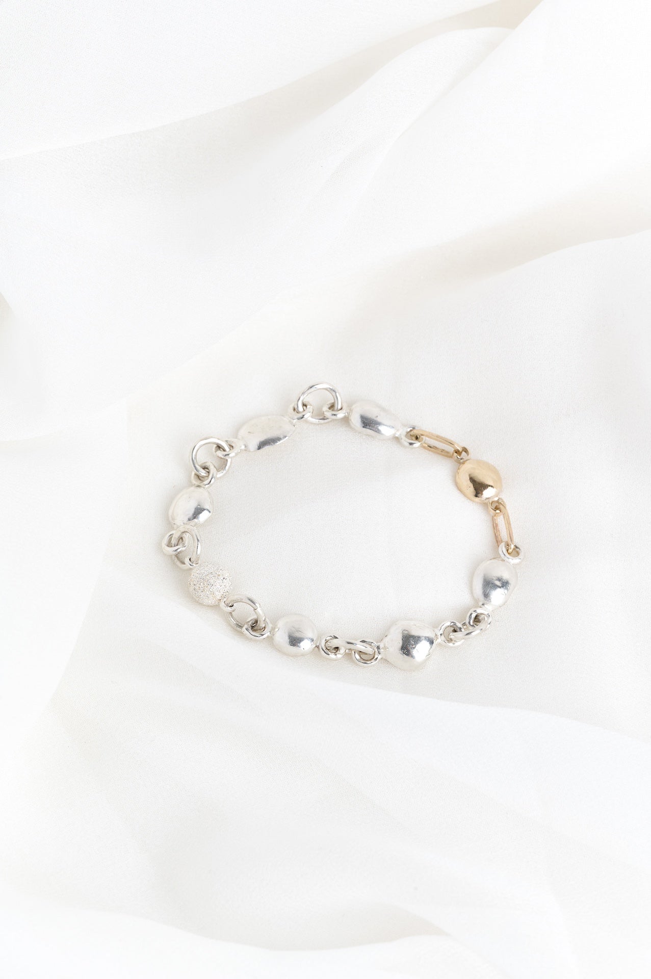 Silver & Gold River Pebble Bracelet