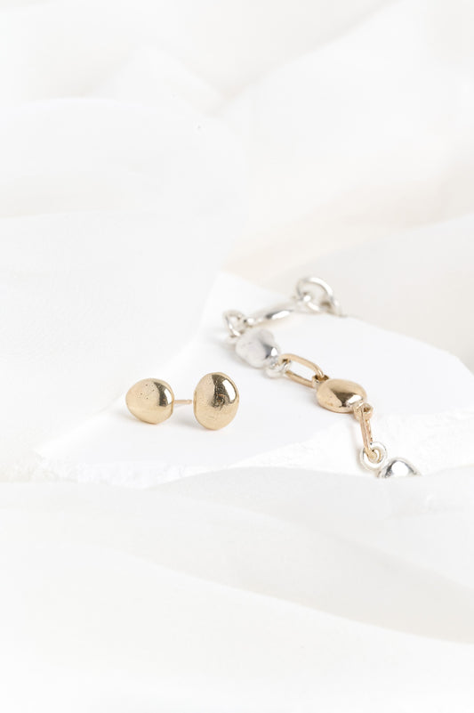 Gold Pebble Bracelet & Stud Set