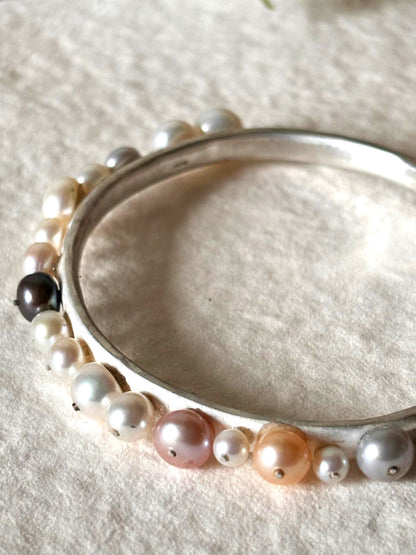 Sterling Silver Pearl Bangle