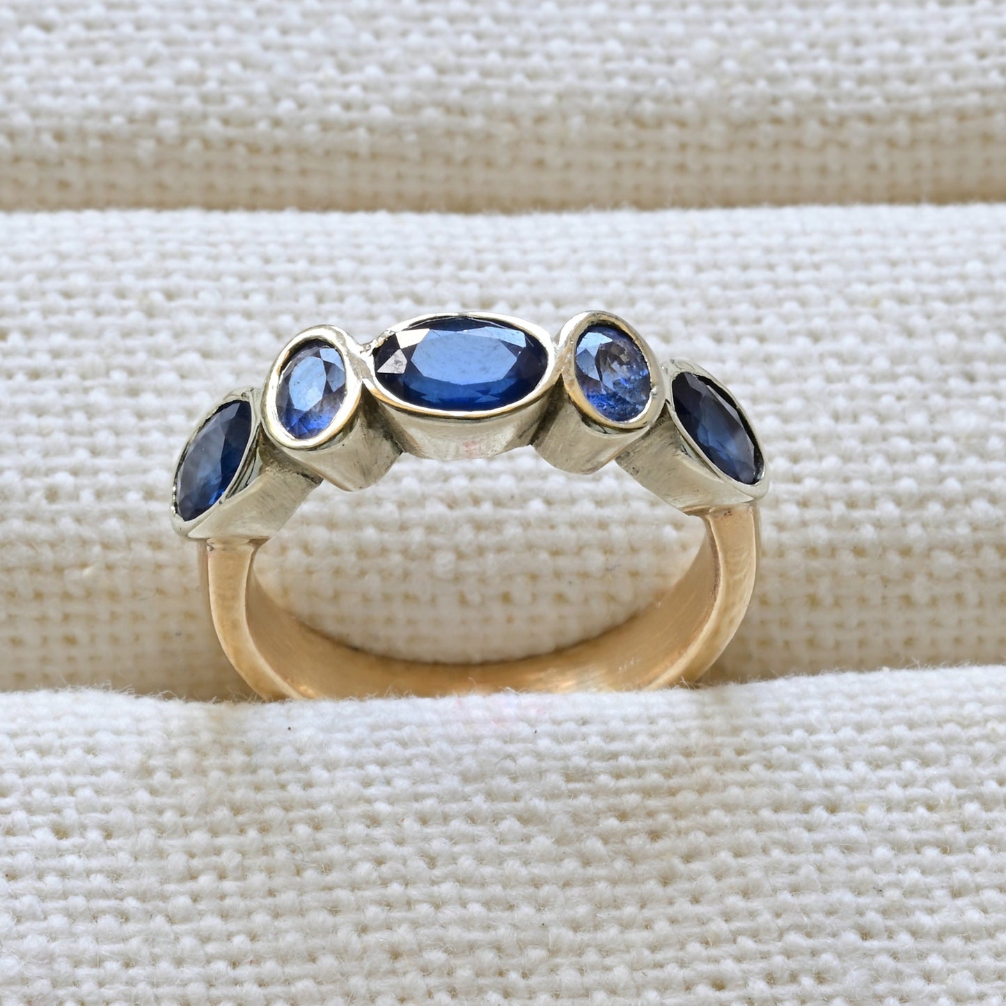 Light & Dark Blue Sapphire Engagement Band