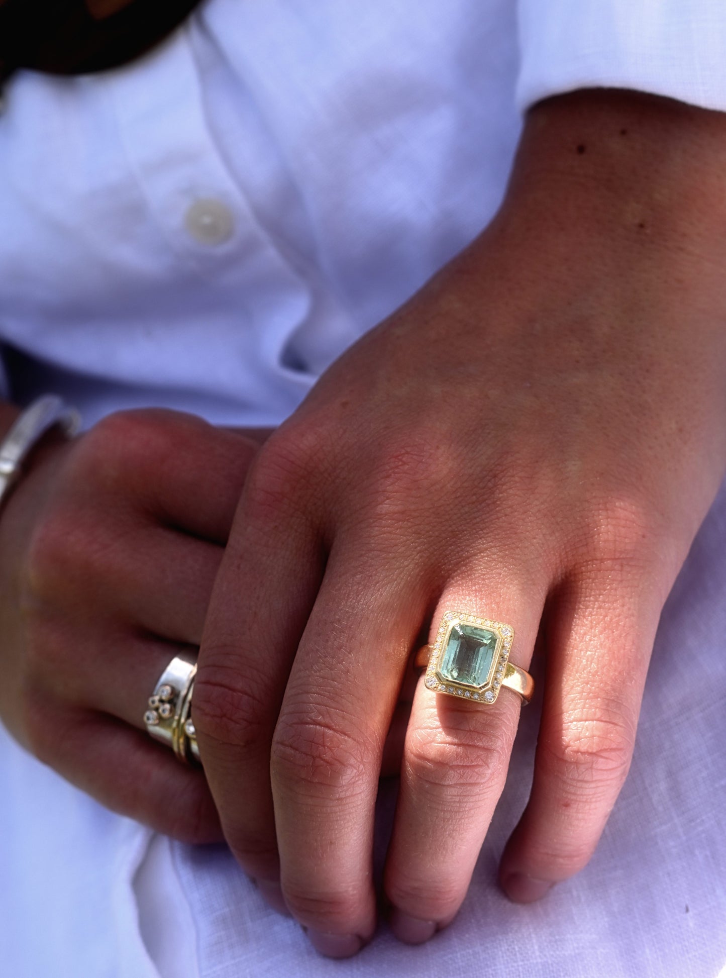 Tourmaline and Diamond Engagement Ring